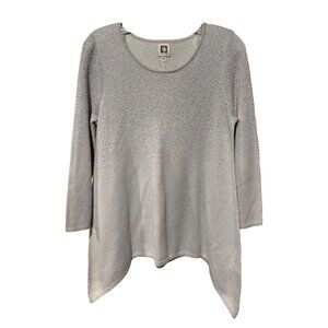 Anne Klein‎  Silver with Glitter Crew Neck Long Sleeve